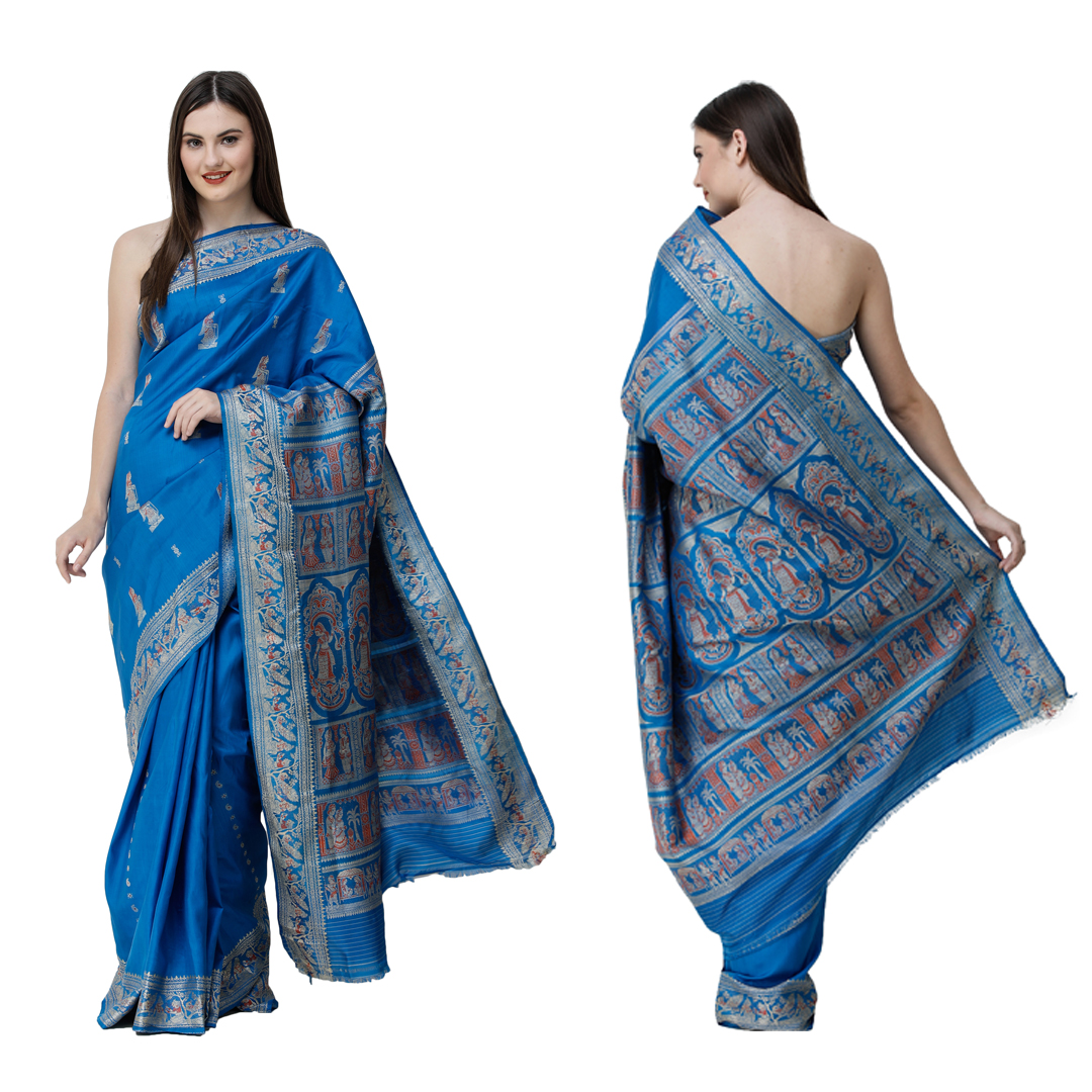Buy Baluchari Sari Made from Bengal with Woven Wedding Rituals on Pallu