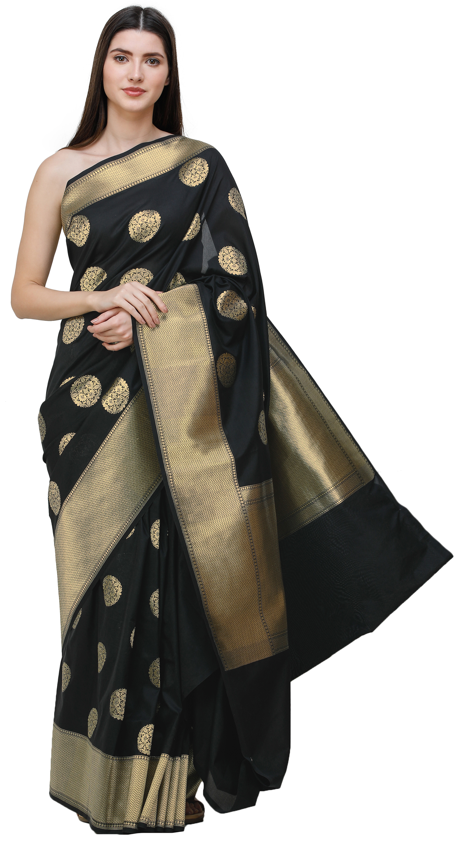Get Uppada Sari from Bangalore with Zari-Woven Circular Bootis by Exotic India Art
