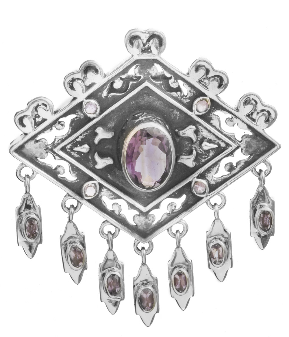 Get Faceted Amethyst Pendant with Dangles by Exotic India Art